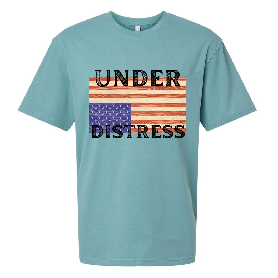 Under Distress Upside Down American Flag USA Sueded Cloud Jersey T-Shirt