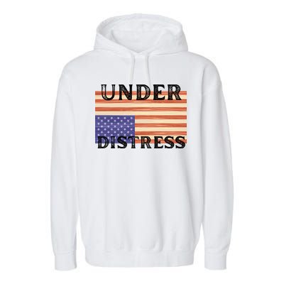 Under Distress Upside Down American Flag USA Garment-Dyed Fleece Hoodie
