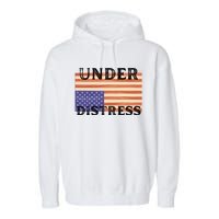 Under Distress Upside Down American Flag USA Garment-Dyed Fleece Hoodie