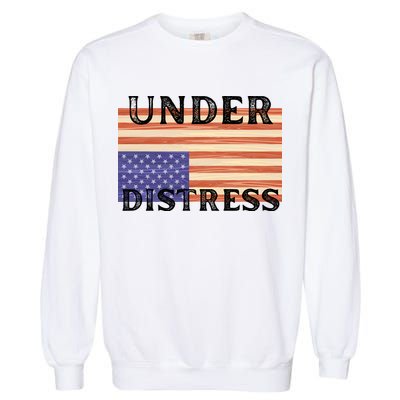 Under Distress Upside Down American Flag USA Garment-Dyed Sweatshirt