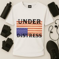Under Distress Upside Down American Flag USA Cooling Performance Crew T-Shirt