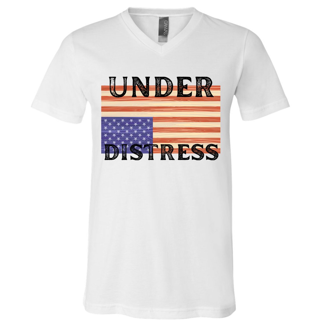Under Distress Upside Down American Flag USA V-Neck T-Shirt