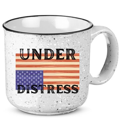 Under Distress Upside Down American Flag USA 15oz Campfire Ceramic Mug