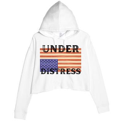 Under Distress Upside Down American Flag USA Crop Fleece Hoodie