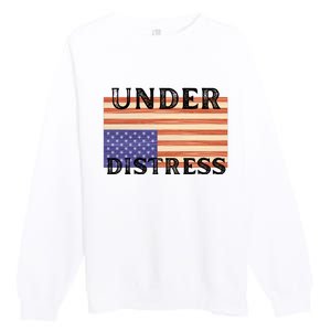 Under Distress Upside Down American Flag USA Premium Crewneck Sweatshirt