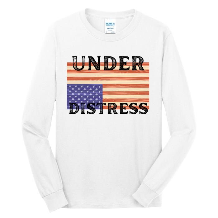 Under Distress Upside Down American Flag USA Tall Long Sleeve T-Shirt