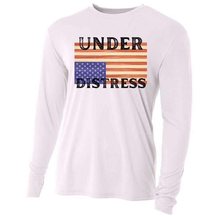 Under Distress Upside Down American Flag USA Cooling Performance Long Sleeve Crew