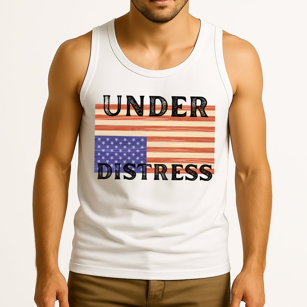 Under Distress Upside Down American Flag USA Tank Top