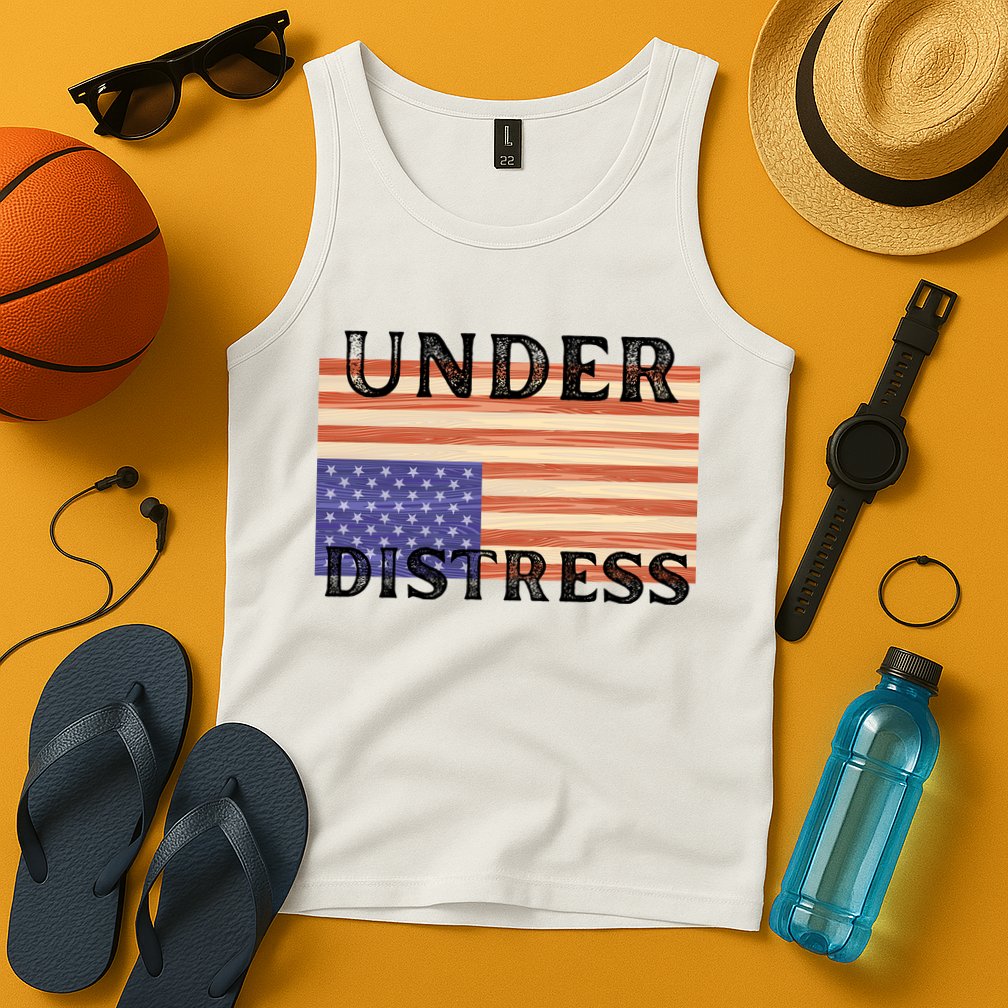Under Distress Upside Down American Flag USA Tank Top