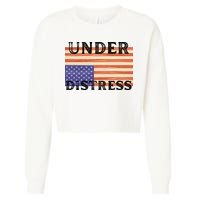 Under Distress Upside Down American Flag USA Cropped Pullover Crew