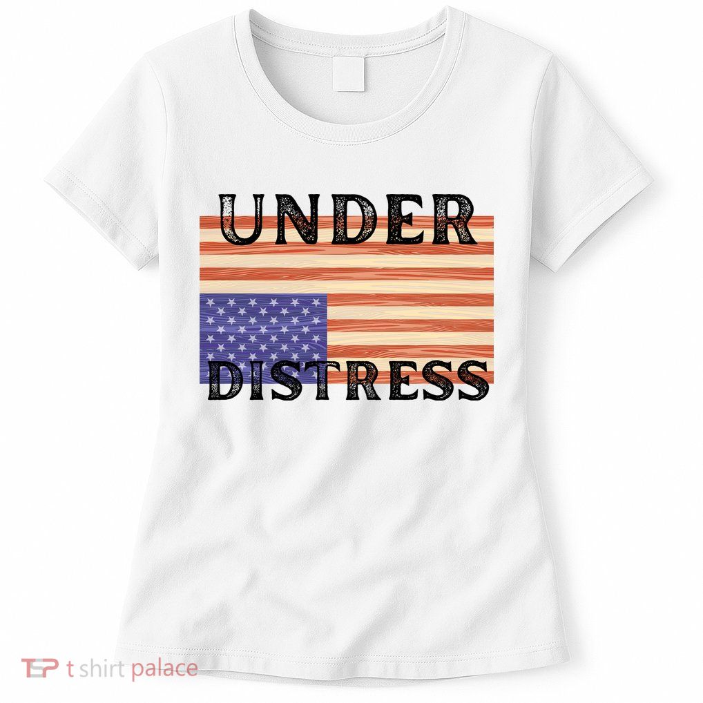 Under Distress Upside Down American Flag USA Womens T-Shirt