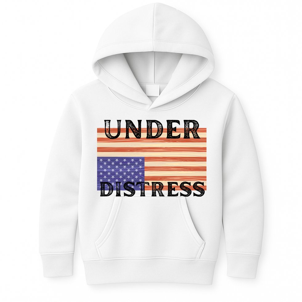 Under Distress Upside Down American Flag USA Kids Hoodie