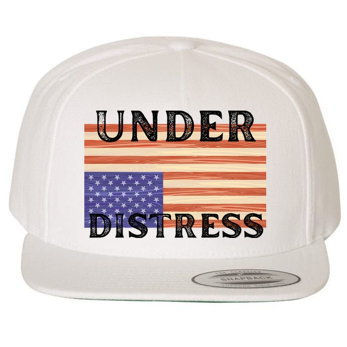 Under Distress Upside Down American Flag USA Wool Snapback Cap