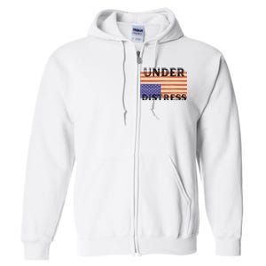 Under Distress Upside Down American Flag USA Full Zip Hoodie