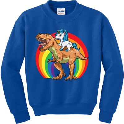 Unicorn Dinosaur Unicorn Riding Dinosaur Trex Cute Gift Kids Sweatshirt