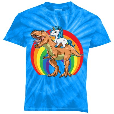 Unicorn Dinosaur Unicorn Riding Dinosaur Trex Cute Gift Kids Tie-Dye T-Shirt