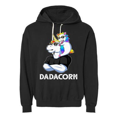 Unicorn Dad Unicorn Lovers Father's Day Dadacorn Garment-Dyed Fleece Hoodie