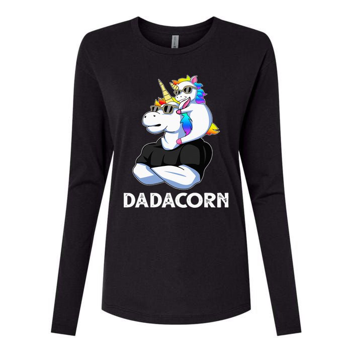 Unicorn Dad Unicorn Lovers Father's Day Dadacorn Womens Cotton Relaxed Long Sleeve T-Shirt