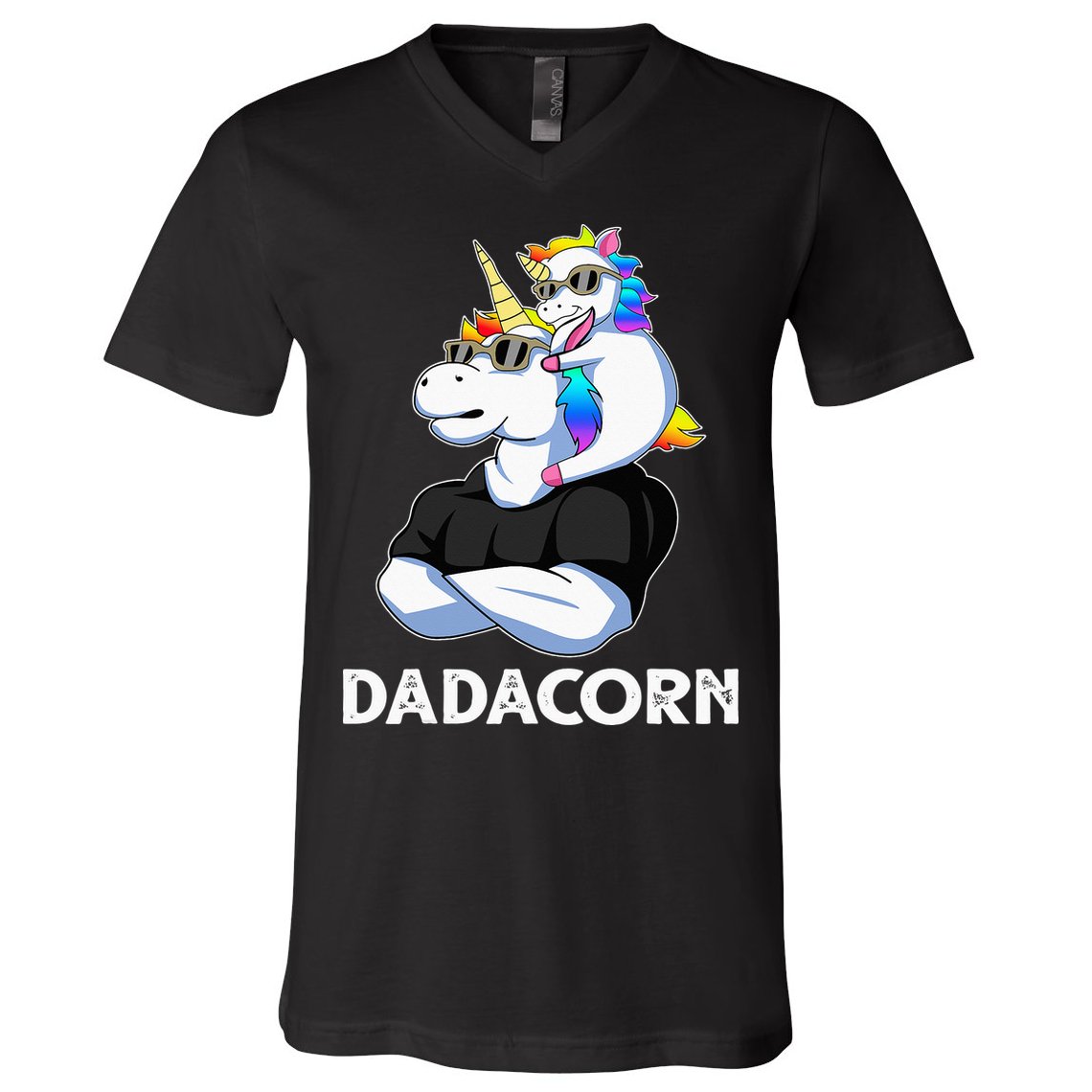 Unicorn Dad Unicorn Lovers Father's Day Dadacorn V-Neck T-Shirt