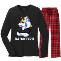 Unicorn Dad Unicorn Lovers Father's Day Dadacorn Women's Long Sleeve Flannel Pajama Set 