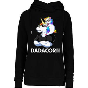 Unicorn Dad Unicorn Lovers Father's Day Dadacorn Womens Funnel Neck Pullover Hood