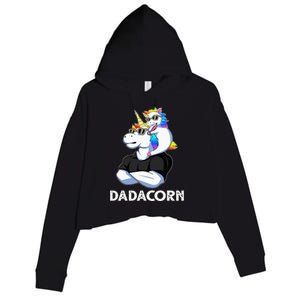 Unicorn Dad Unicorn Lovers Father's Day Dadacorn Crop Fleece Hoodie