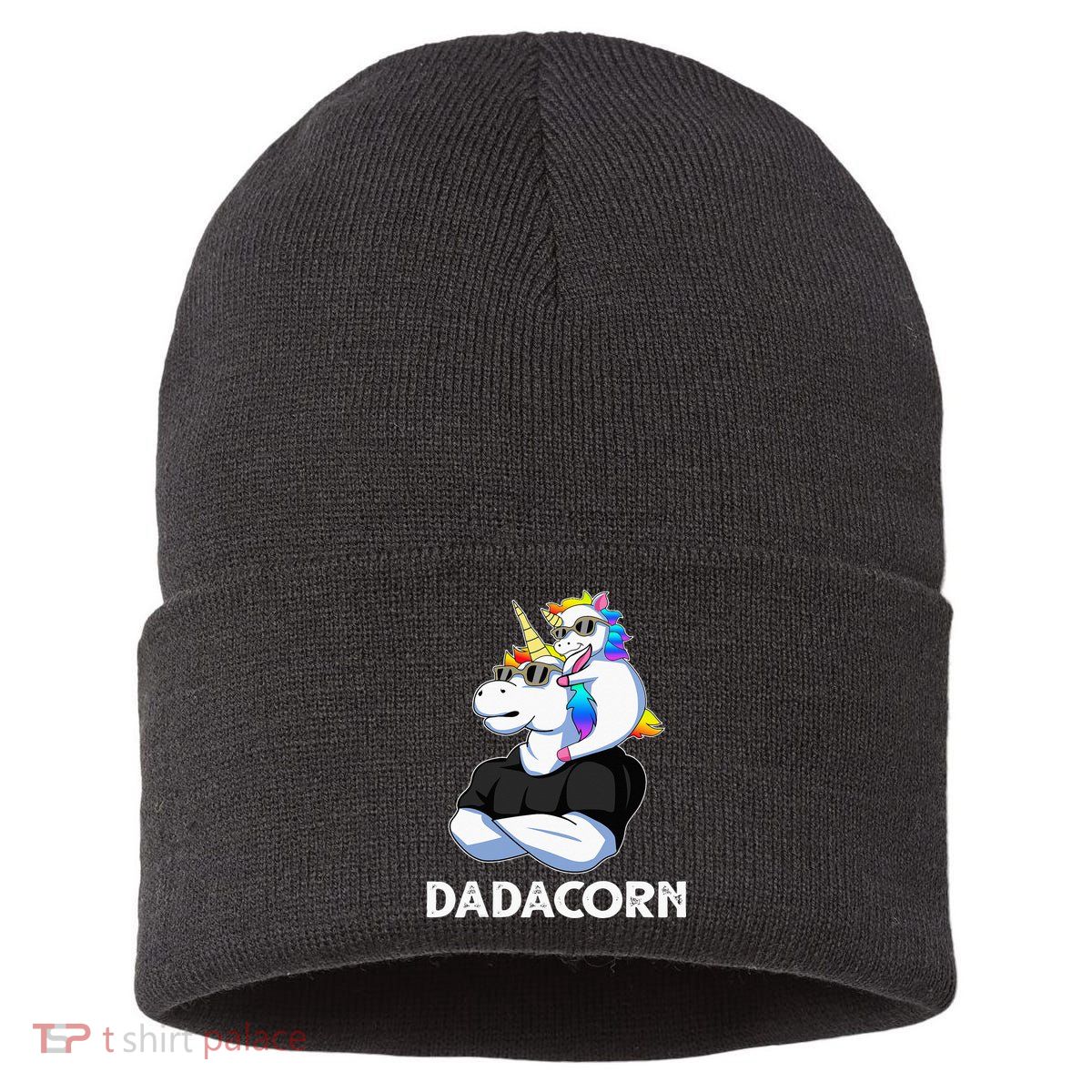 Unicorn Dad Unicorn Lovers Father's Day Dadacorn Sustainable Knit Beanie