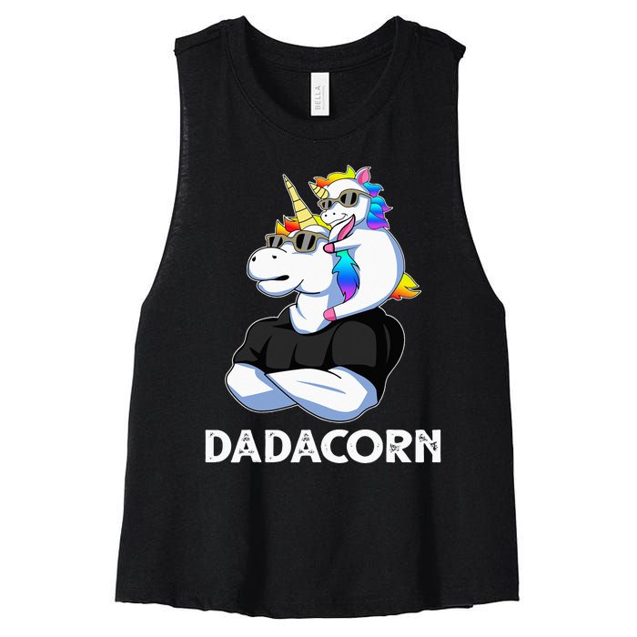 Unicorn Dad Unicorn Lovers Father's Day Dadacorn Women's Racerback Cropped Tank