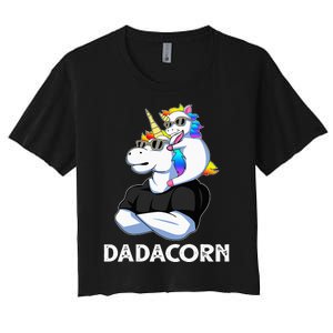 Unicorn Dad Unicorn Lovers Father's Day Dadacorn Women's Crop Top Tee