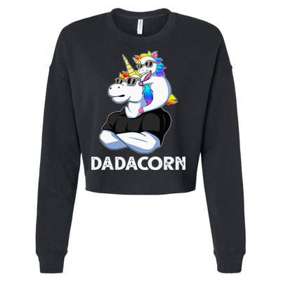 Unicorn Dad Unicorn Lovers Father's Day Dadacorn Cropped Pullover Crew