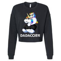 Unicorn Dad Unicorn Lovers Father's Day Dadacorn Cropped Pullover Crew