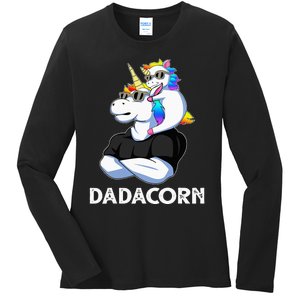 Unicorn Dad Unicorn Lovers Father's Day Dadacorn Ladies Long Sleeve Shirt