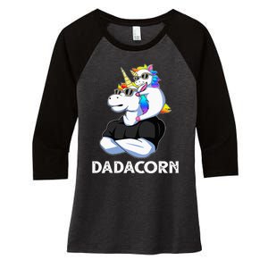 Unicorn Dad Unicorn Lovers Father's Day Dadacorn Women's Tri-Blend 3/4-Sleeve Raglan Shirt