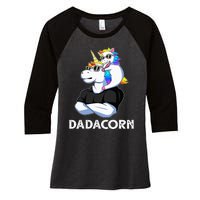 Unicorn Dad Unicorn Lovers Father's Day Dadacorn Women's Tri-Blend 3/4-Sleeve Raglan Shirt