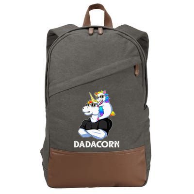 Unicorn Dad Unicorn Lovers Father's Day Dadacorn Cotton Canvas Backpack