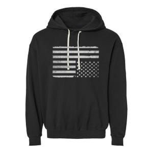 Upside Down Us Flag Distressed American Flag Garment-Dyed Fleece Hoodie