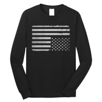 Upside Down Us Flag Distressed American Flag Long Sleeve Shirt