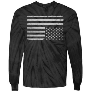 Upside Down Us Flag Distressed American Flag Tie-Dye Long Sleeve Shirt