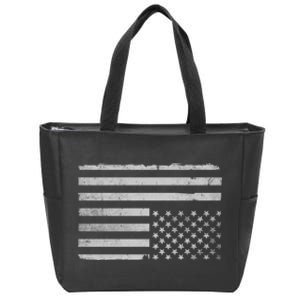 Upside Down Us Flag Distressed American Flag Zip Tote Bag