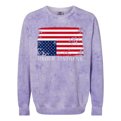 Under Distress Upsidedown American Flag Premium Colorblast Crewneck Sweatshirt