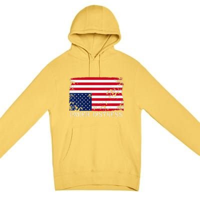 Under Distress Upsidedown American Flag Premium Premium Pullover Hoodie