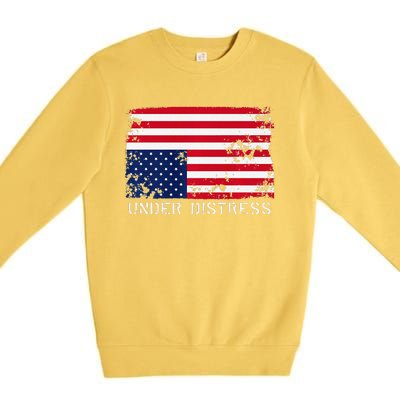 Under Distress Upsidedown American Flag Premium Premium Crewneck Sweatshirt