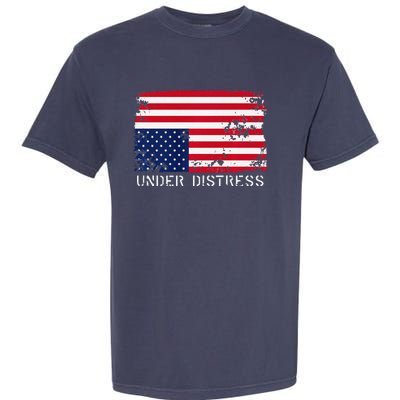 Under Distress Upsidedown American Flag Premium Garment-Dyed Heavyweight T-Shirt