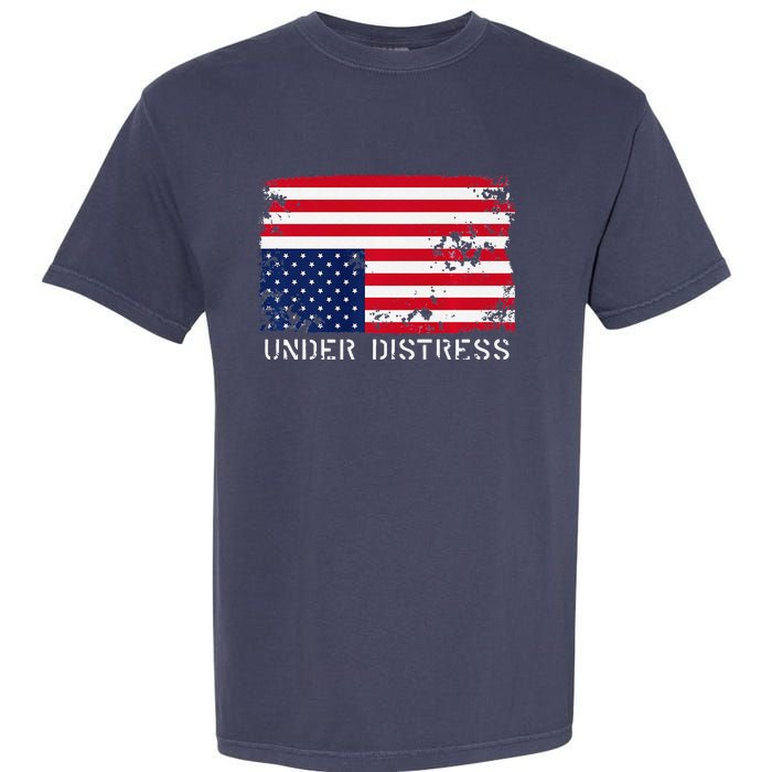 Under Distress Upsidedown American Flag Premium Garment-Dyed Heavyweight T-Shirt