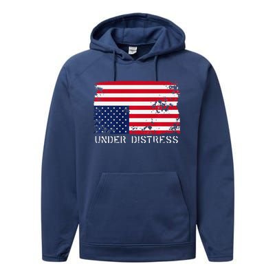 Under Distress Upsidedown American Flag Premium Performance Fleece Hoodie