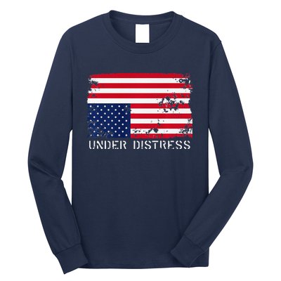 Under Distress Upsidedown American Flag Premium Long Sleeve Shirt