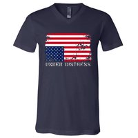 Under Distress Upsidedown American Flag Premium V-Neck T-Shirt