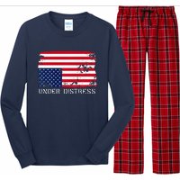 Under Distress Upsidedown American Flag Premium Long Sleeve Pajama Set