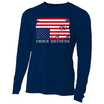 Under Distress Upsidedown American Flag Premium Cooling Performance Long Sleeve Crew