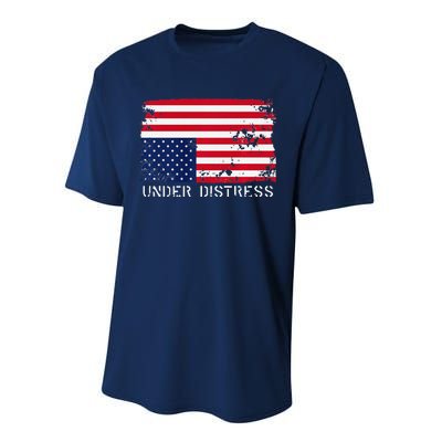 Under Distress Upsidedown American Flag Premium Performance Sprint T-Shirt